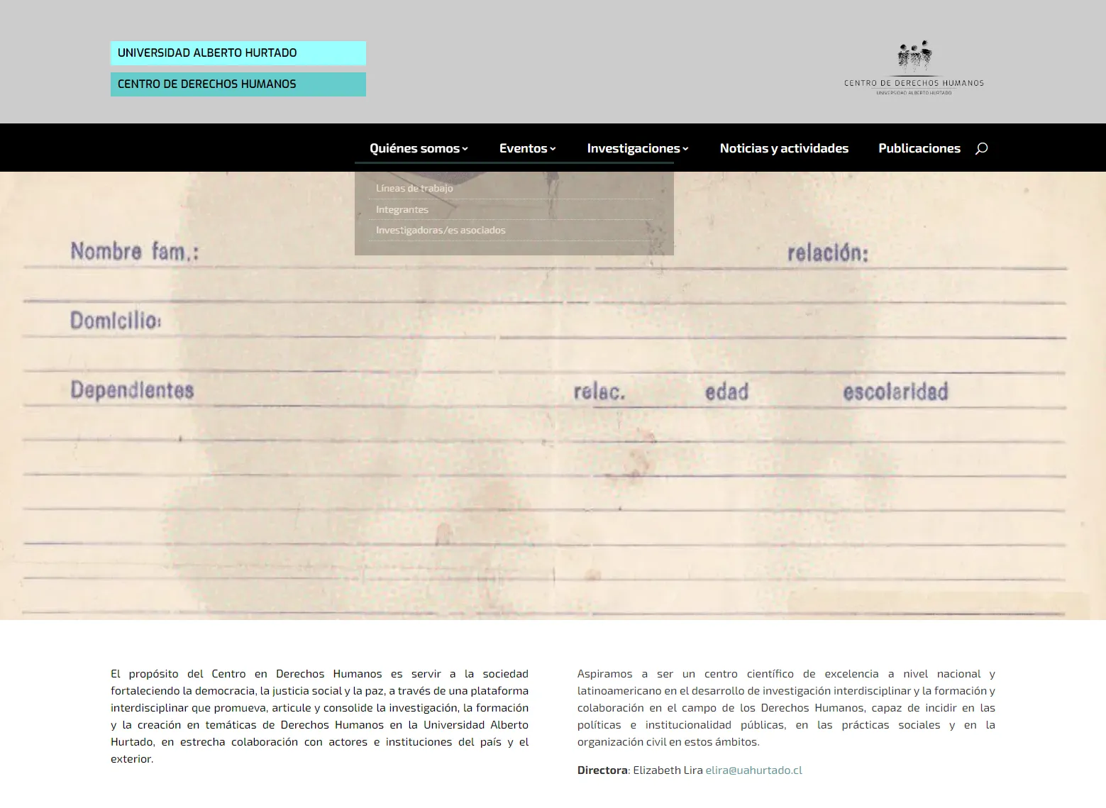 Portada desktop del sitio
